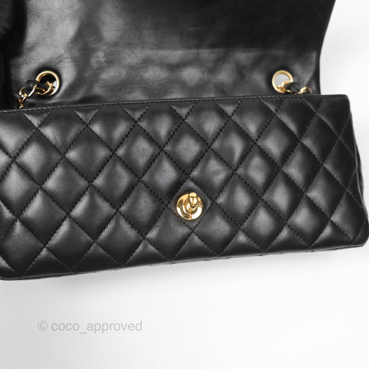 Chanel Quilted East West Flap Bag Black Lambskin Gold Hardware