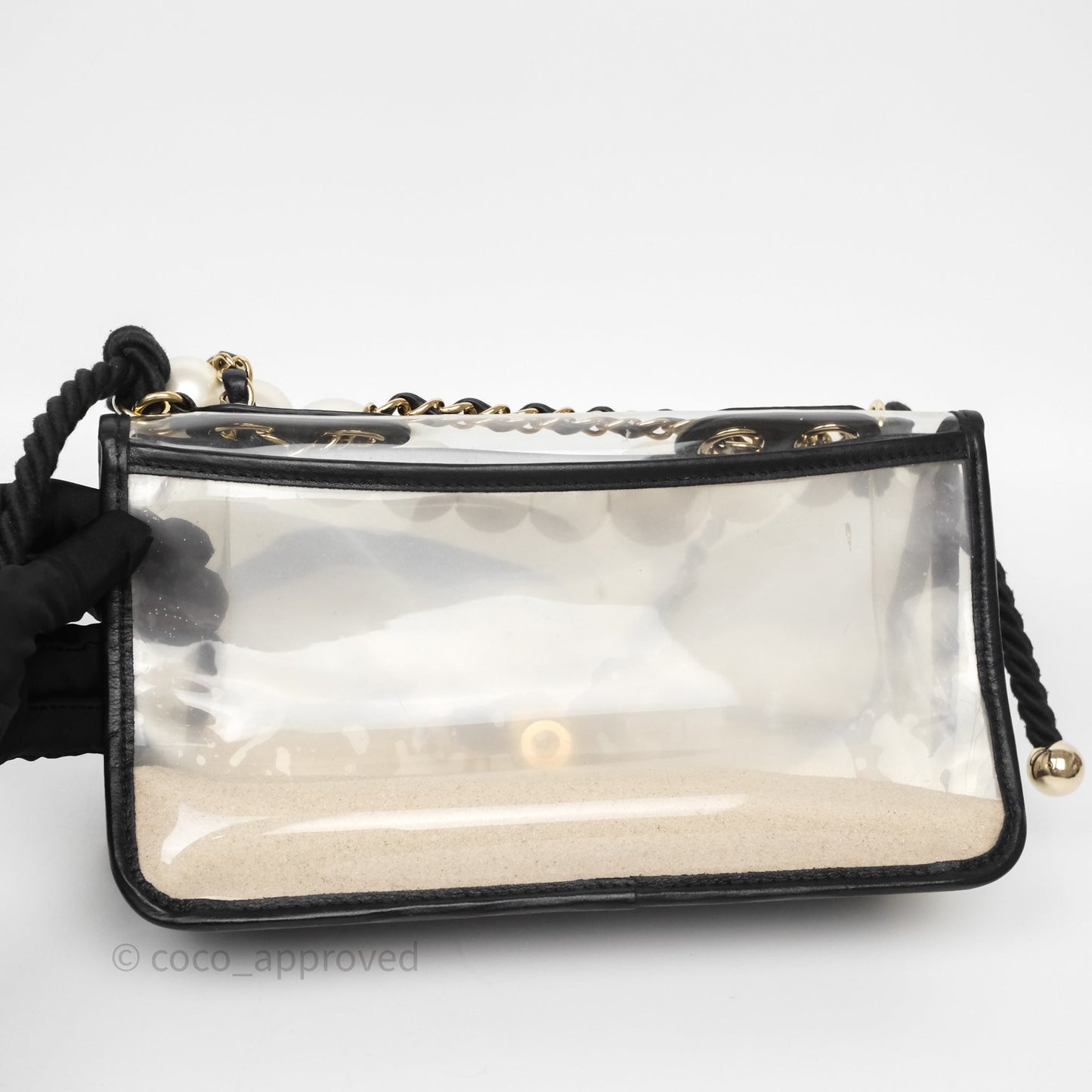 Chanel Medium Sand By The Sea PVC Flap Black Lambskin Gold Hardware