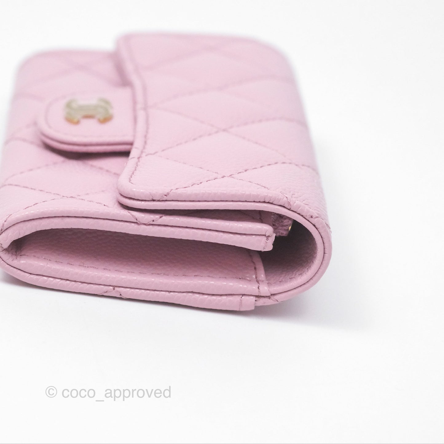 Chanel Quilted Flap Card Holder Caviar Pink Gold Hardware