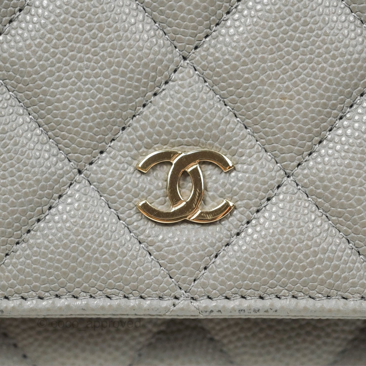 Chanel Quilted Classic Wallet On Chain WOC Grey Caviar Gold Hardware