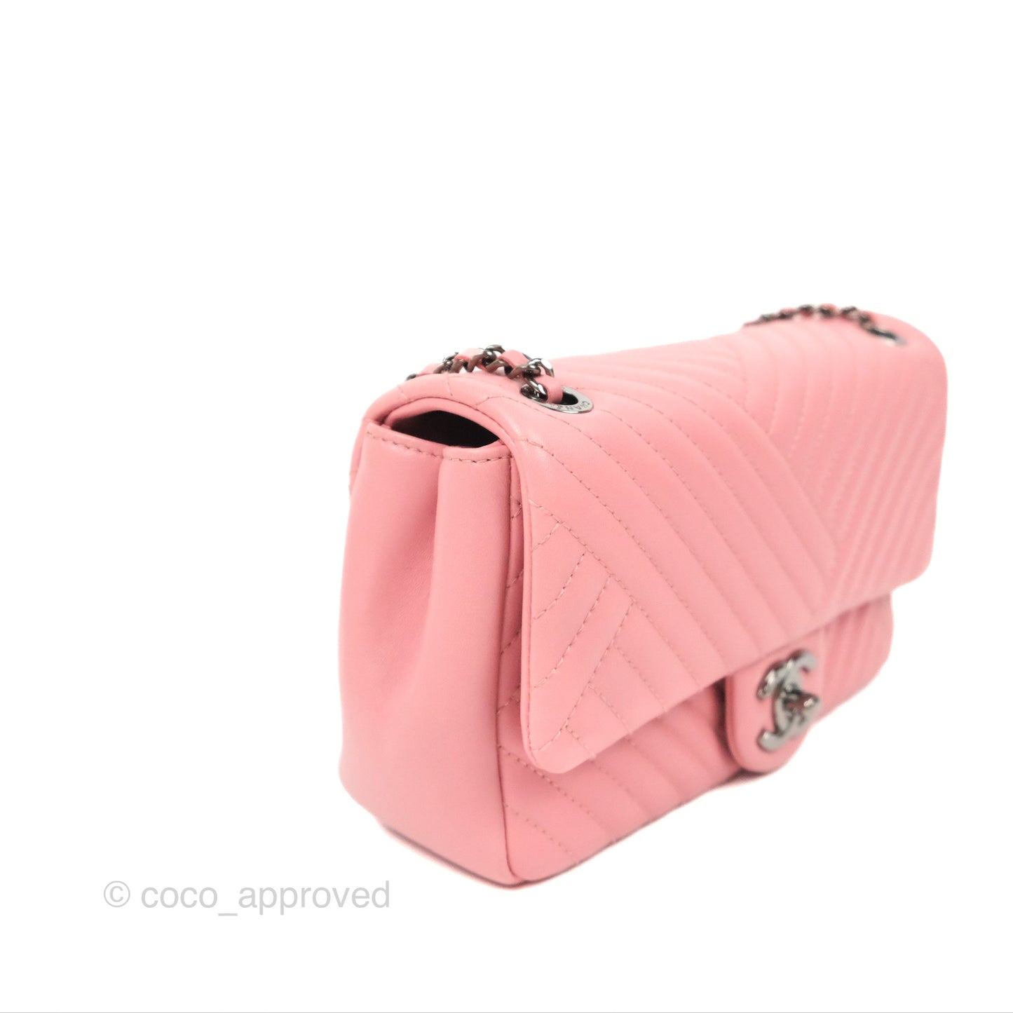 Chanel Small CC Crossing Flap Pink Lambskin Gun Metal Hardware