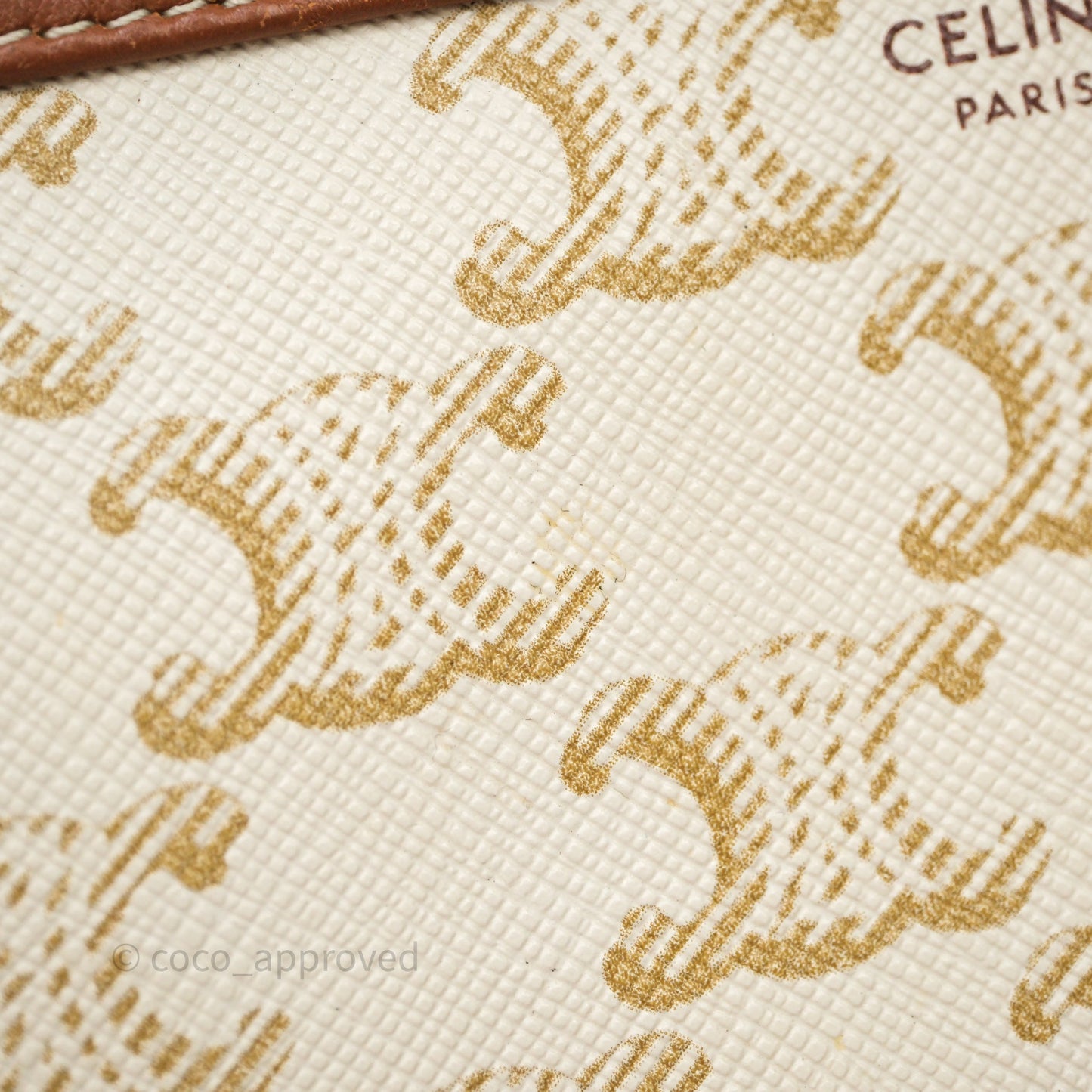 Celine Clutch With Chain Triomphe Canvas White/Tan