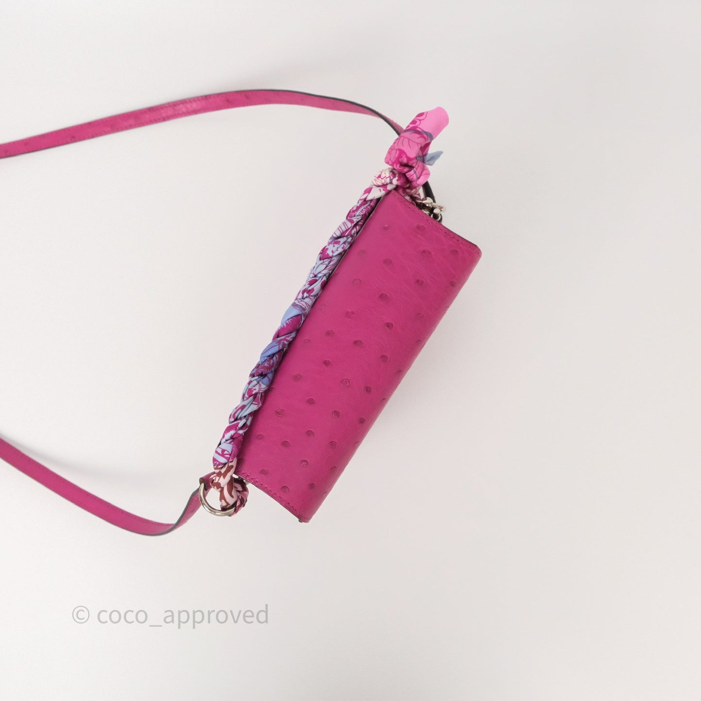Hermès Roulis Mini 18 Rose Pourpre L3 Autruche Palladium Hardware