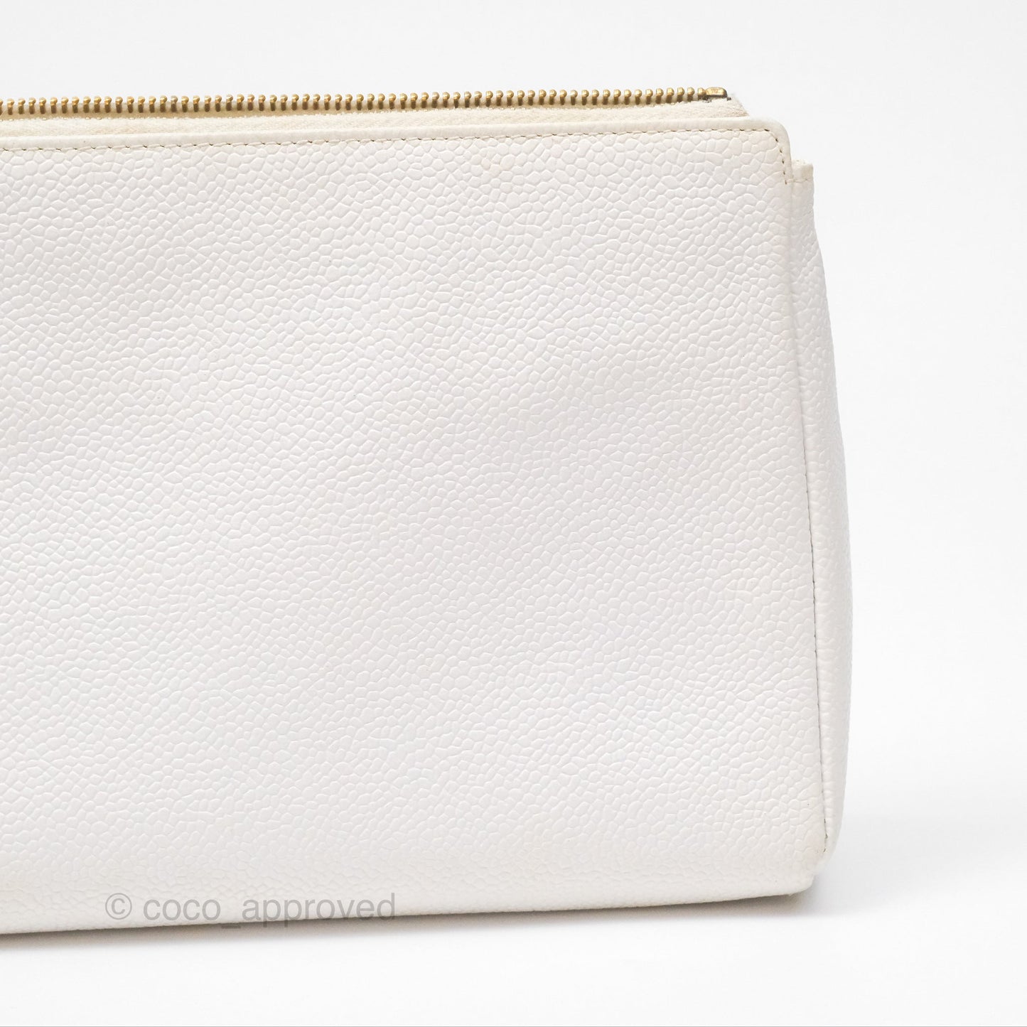 Chanel Vintage CC Clutch White Caviar Gold Hardware