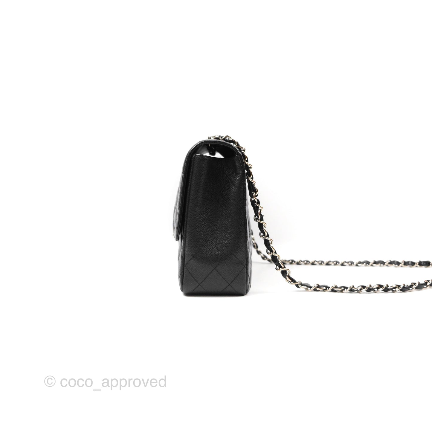 Chanel Jumbo Single Flap Quilted Black Caviar Silver Hardware