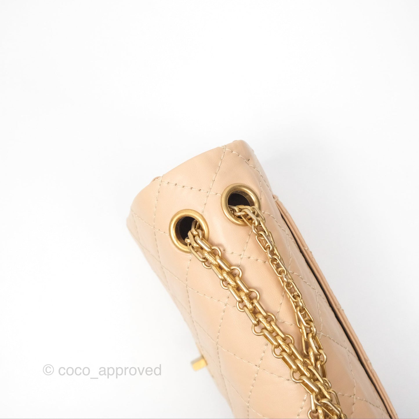 Chanel Mini Reissue 224 Beige Aged Calfskin Aged Gold Hardware