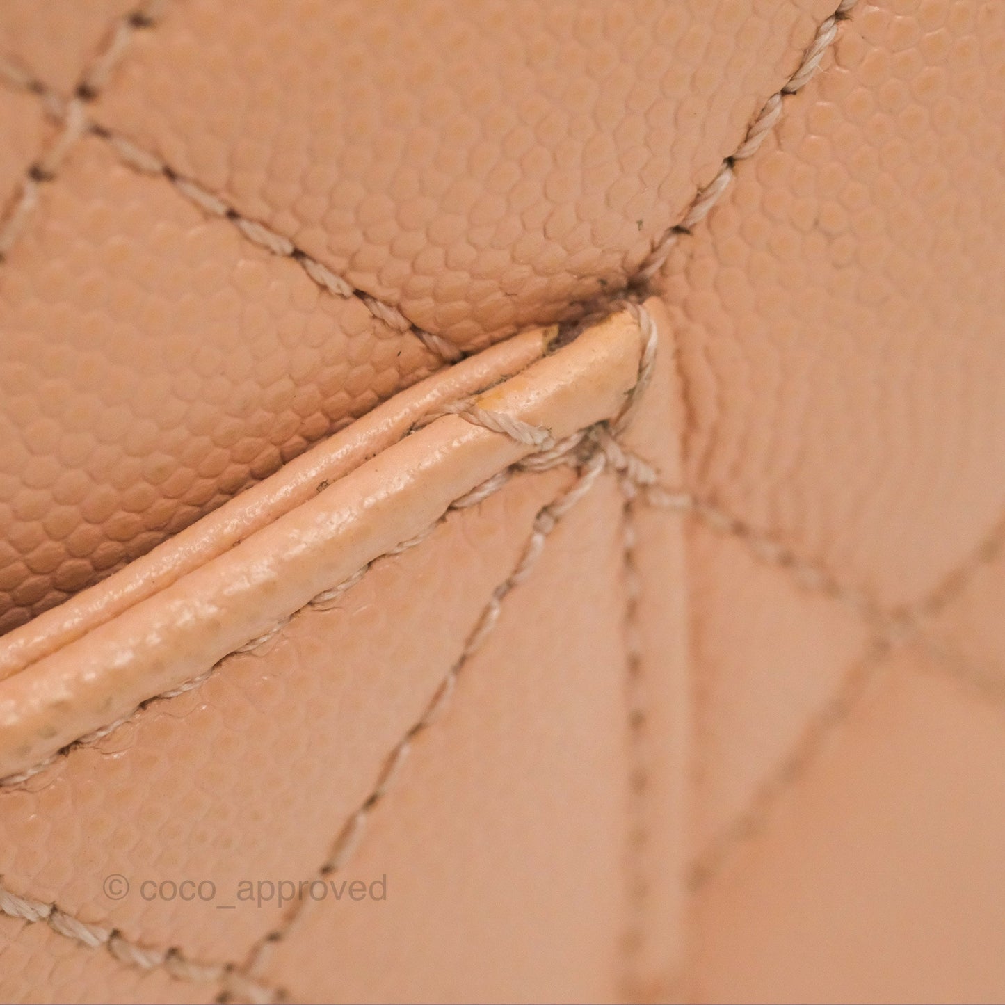 Chanel Quilted Mini Coco Handle Caviar Pink Beige Gold Hardware