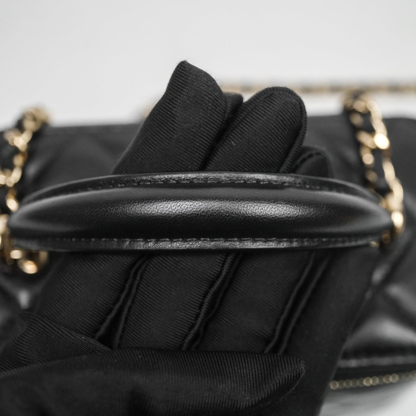 Chanel Vanity Rectangular Top Handle Black Lambskin Light Gold Hardware