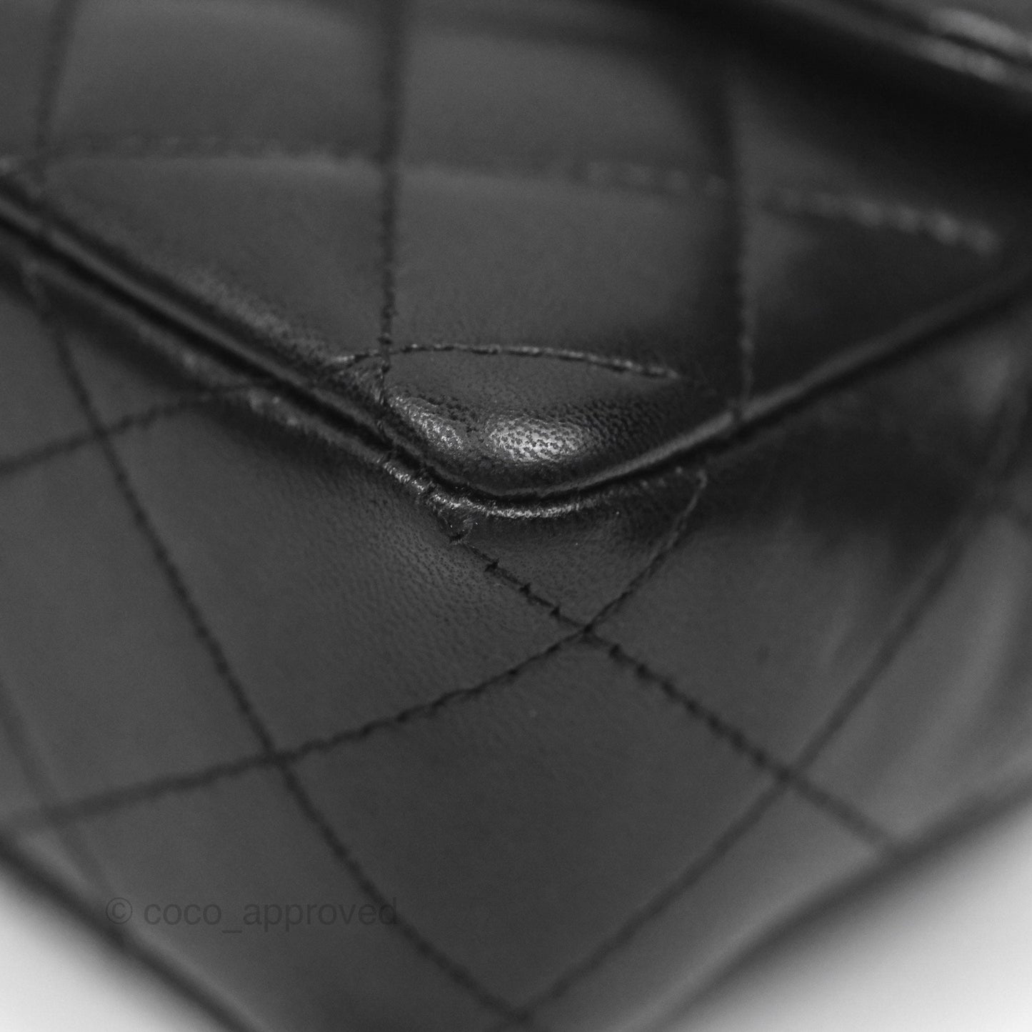 Chanel Quilted East West Flap Bag Black Lambskin Gold Hardware
