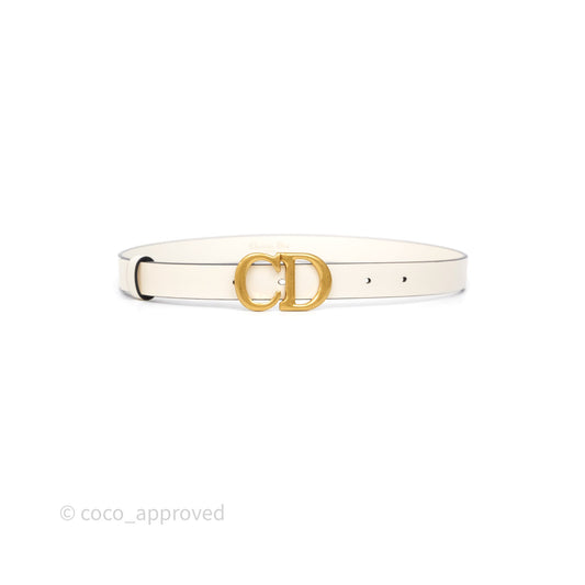 Christian Dior Saddle Belt Ivory White Calfskin Gold Hardware 20mm Size 70