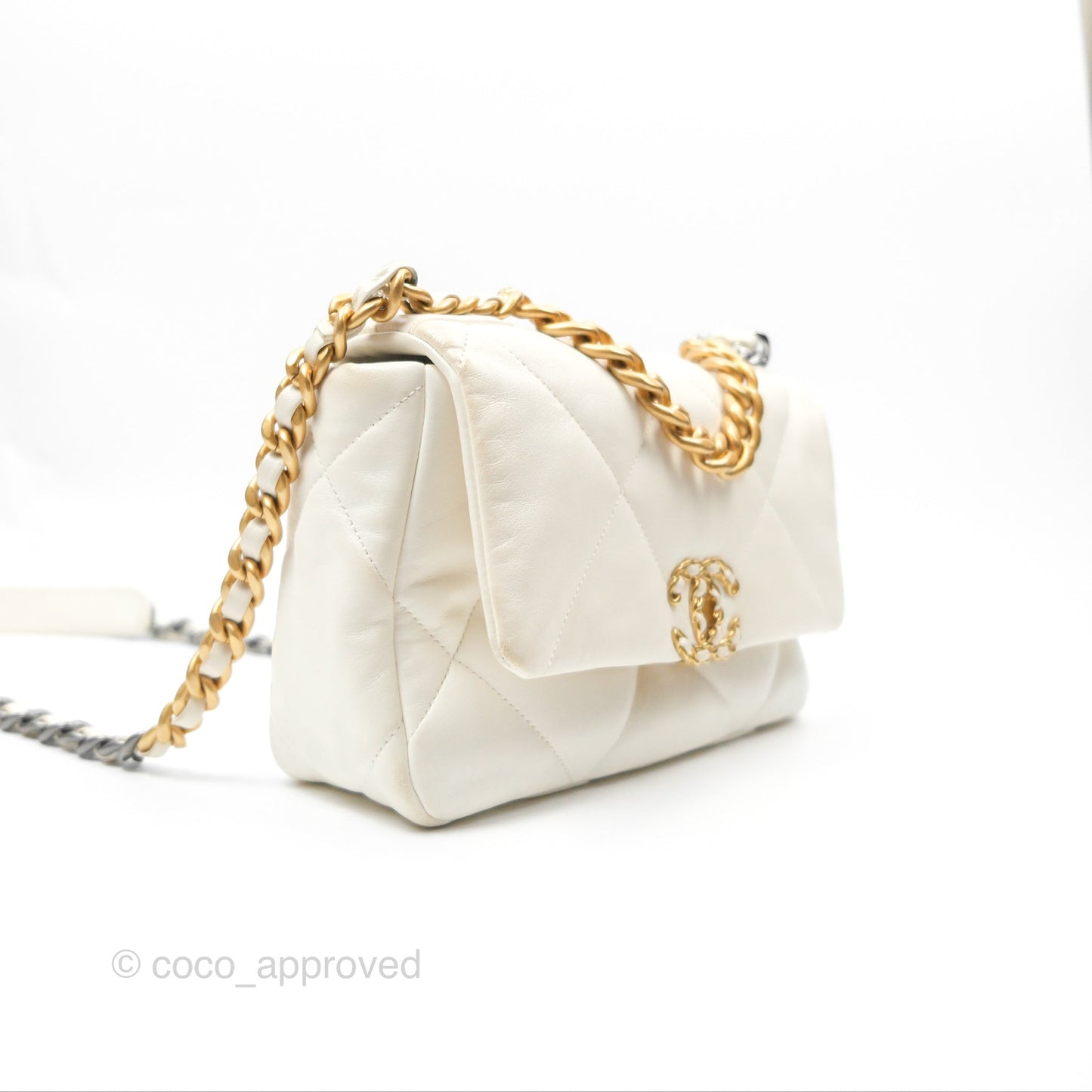 Chanel 19 Small Ivory White Lambskin Mixed Hardware
