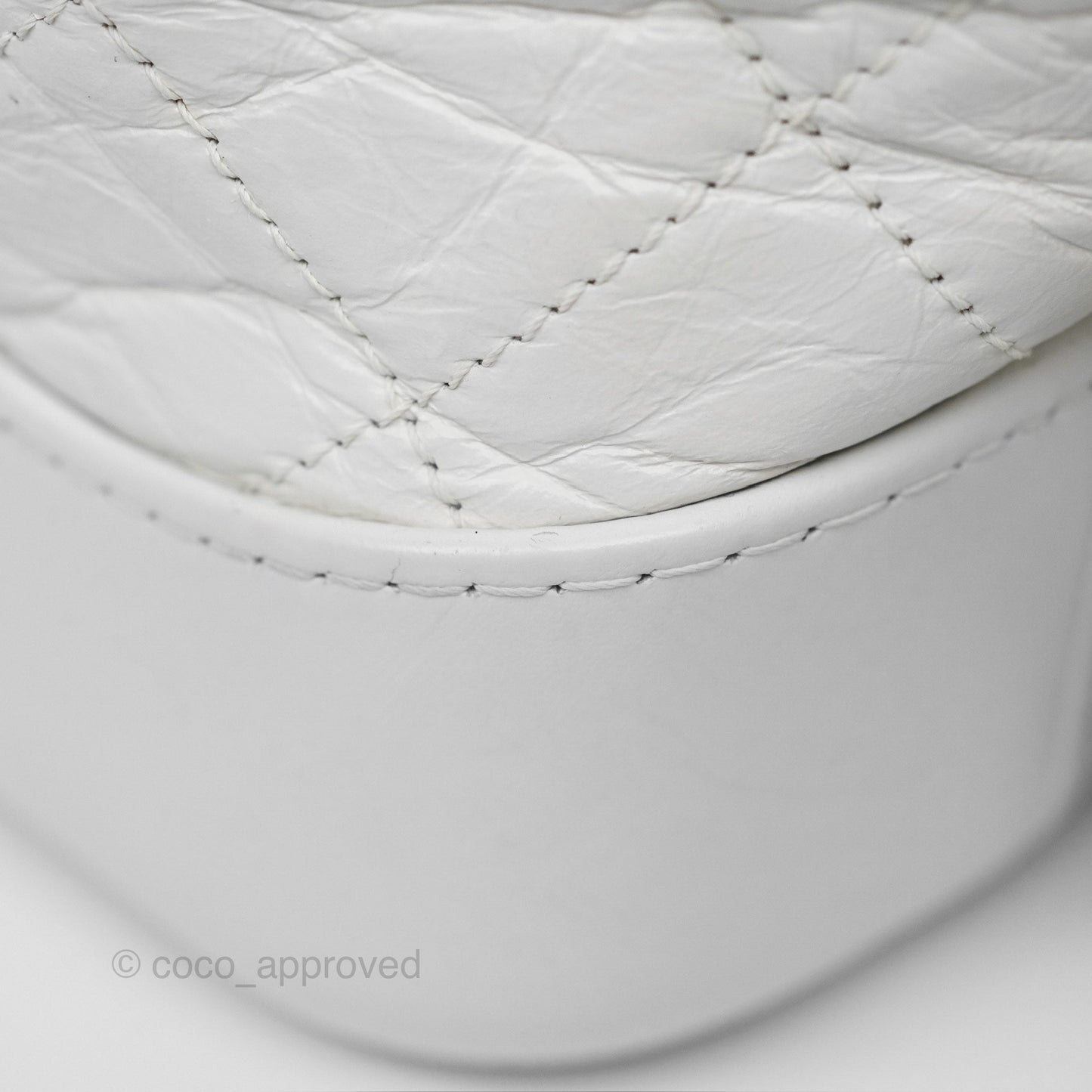 Chanel Small Gabrielle Hobo Quilted White Aged Calfskin