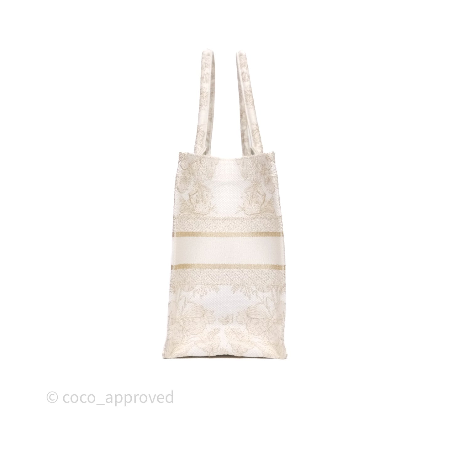 Christian Dior Medium Book Tote Latte Embroidery With Gold-Tone Metallic