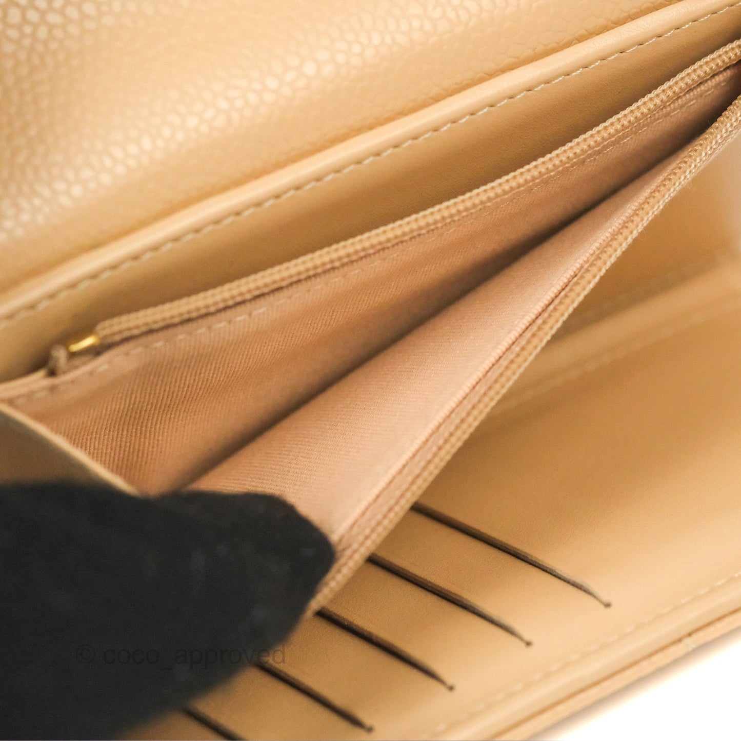 Chanel Quilted Medium Flap Wallet Beige Caviar Gold Hardware