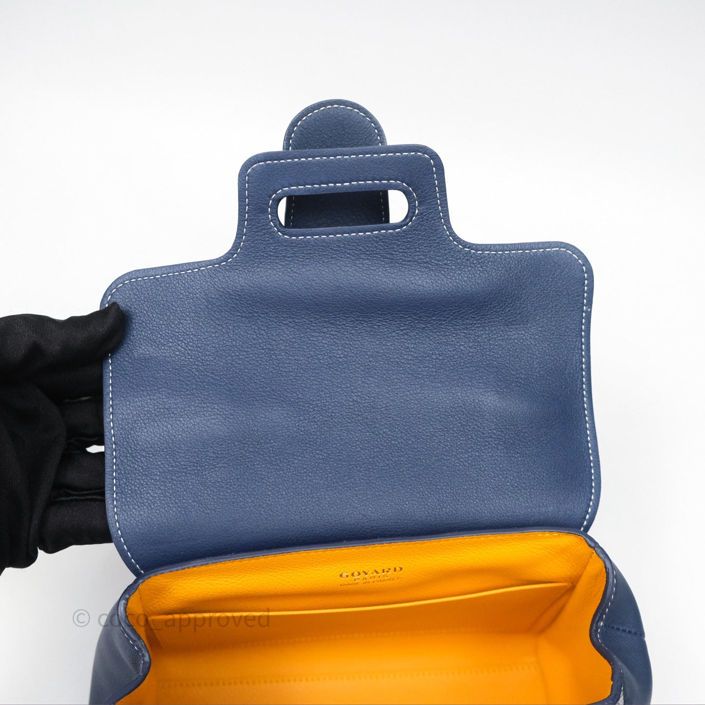 Goyard Saïgon Mini Bag Navy Goyardine Canvas/ Chevroches Calfskin