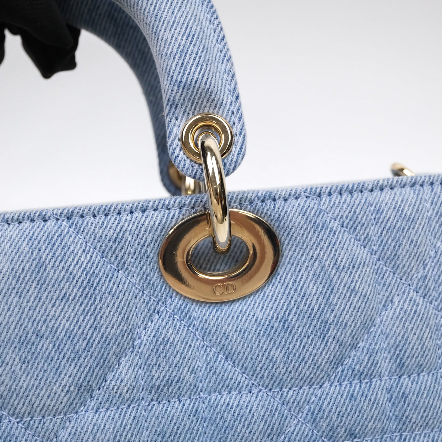 Christian Dior Medium Lady D-Joy Bag Denim Cannage Gold Hardware