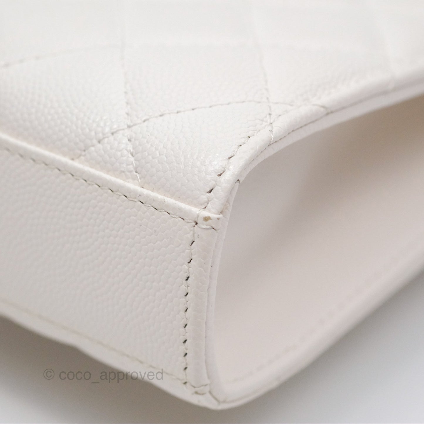 Chanel Classic Quilted Phone Holder White Caviar Gold Hardware