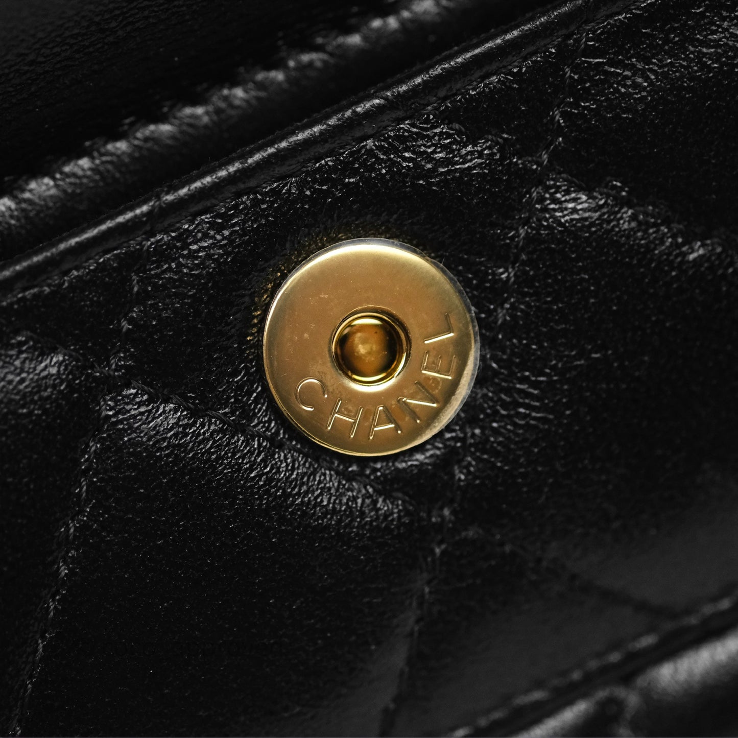Chanel Cargo Pocket Top Handle Vanity with Chain Black Shiny Lambskin Gold Hardware 22K