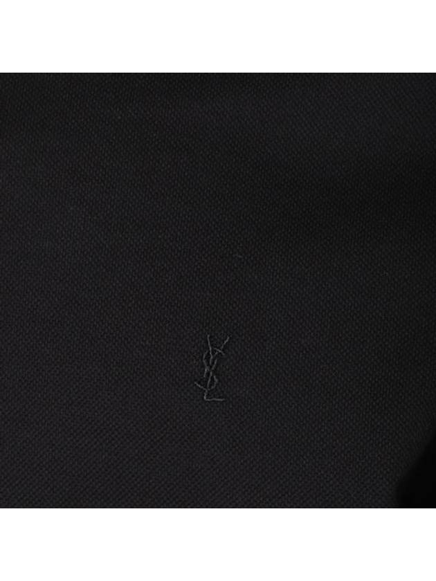 Luxury Saint Laurent Men's Monogram Cotton Short Sleeve Polo Shirt Black