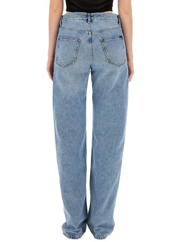 Luxury Saint Laurent Loose Fit Denim Straight Pants Blue