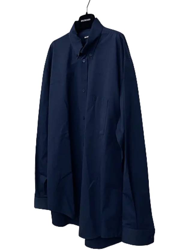 Luxury Balenciaga Back Logo Long Sleeve Shirt Navy