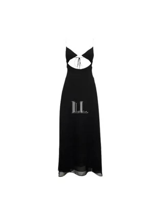 Luxury Saint Laurent Crepe Viscose Backless Long Dress Black