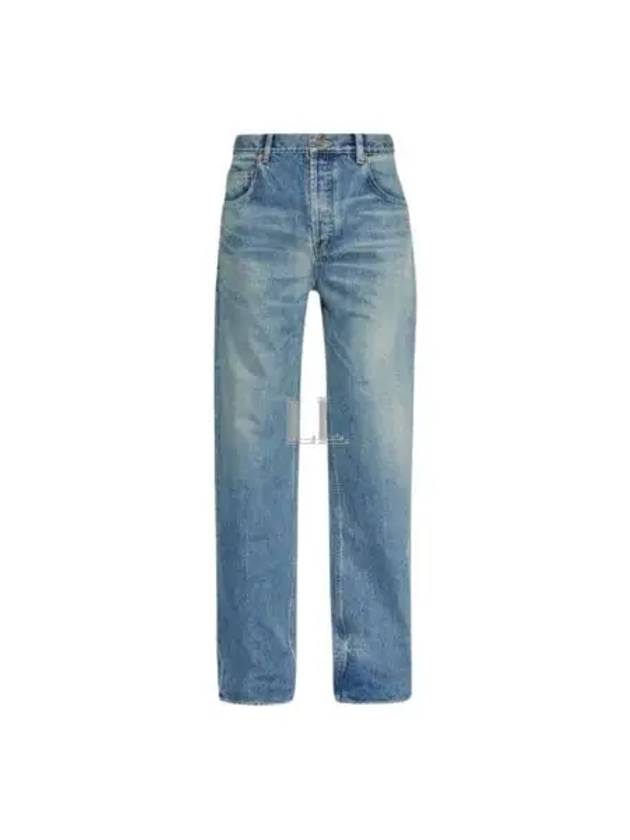 Luxury Saint Laurent Mid Rise Baggy Jeans Blue