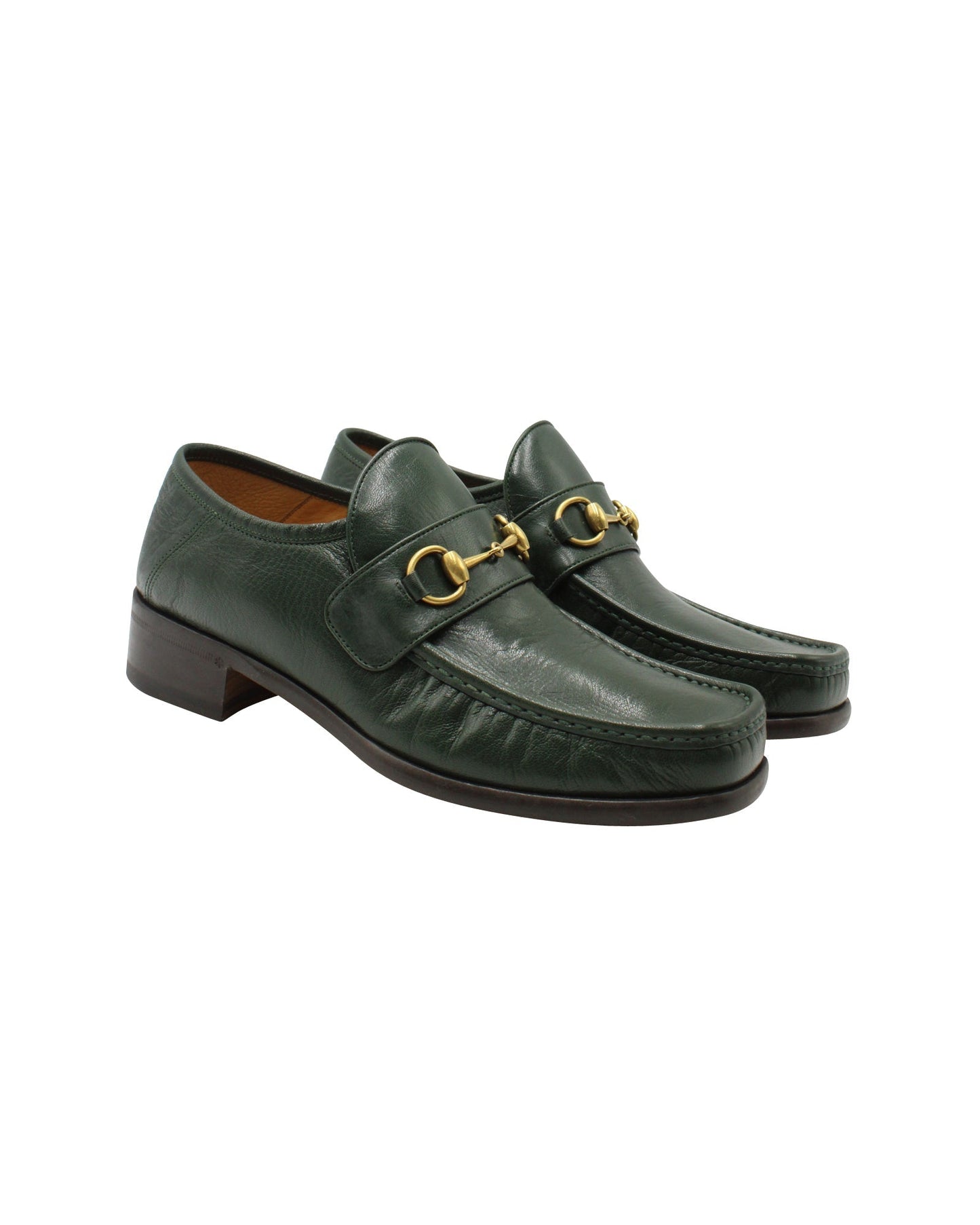 Luxury Gucci Trending 2025 Horsebit Loafers in Dark Green Calf Leather