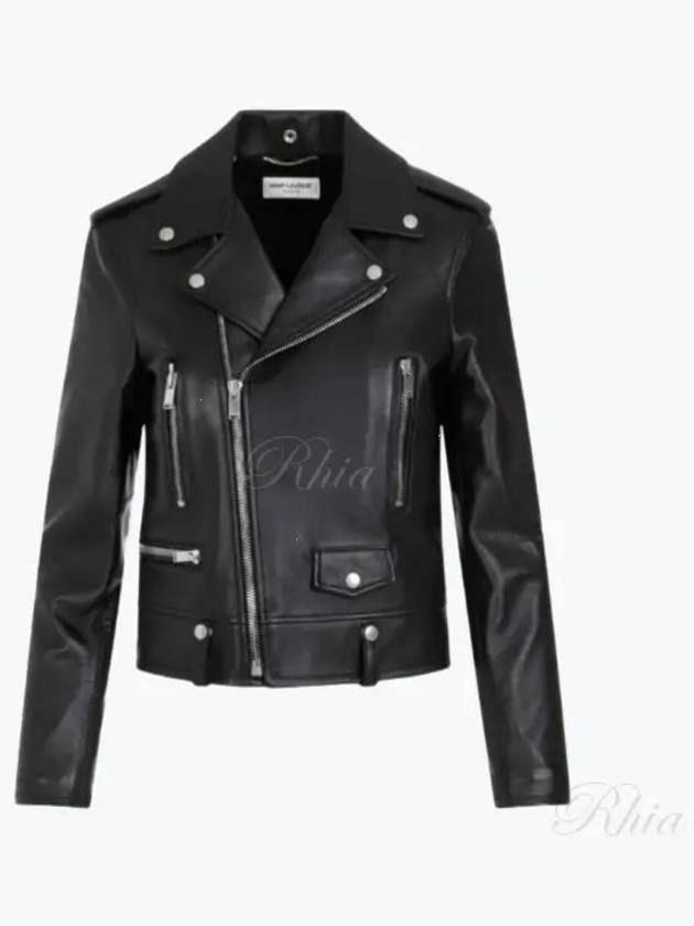 Luxury Saint Laurent Classic Lambskin Biker Jacket Black
