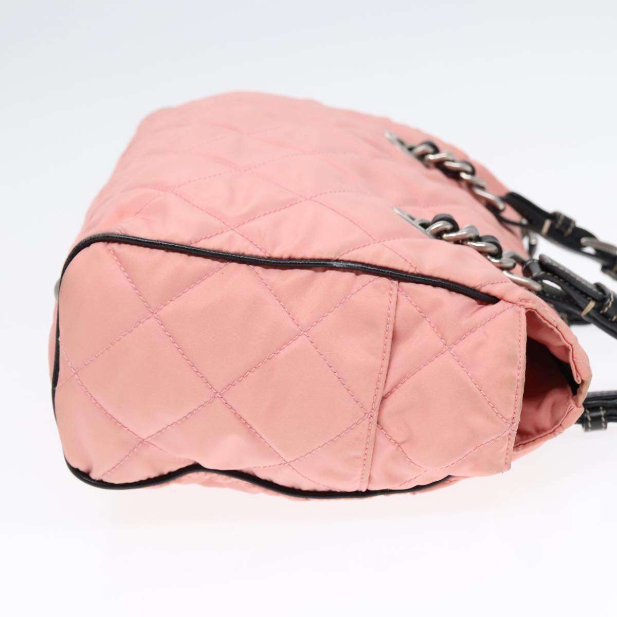 Luxury Prada Quilted Chain Shoulder Bag Nylon Pink  94001