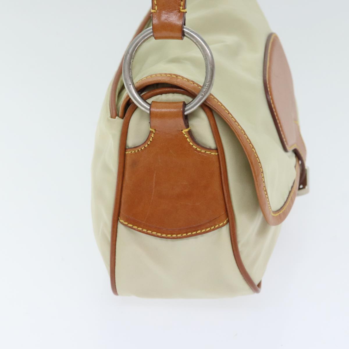 Luxury Prada Shoulder Bag Nylon Beige Silver  94013