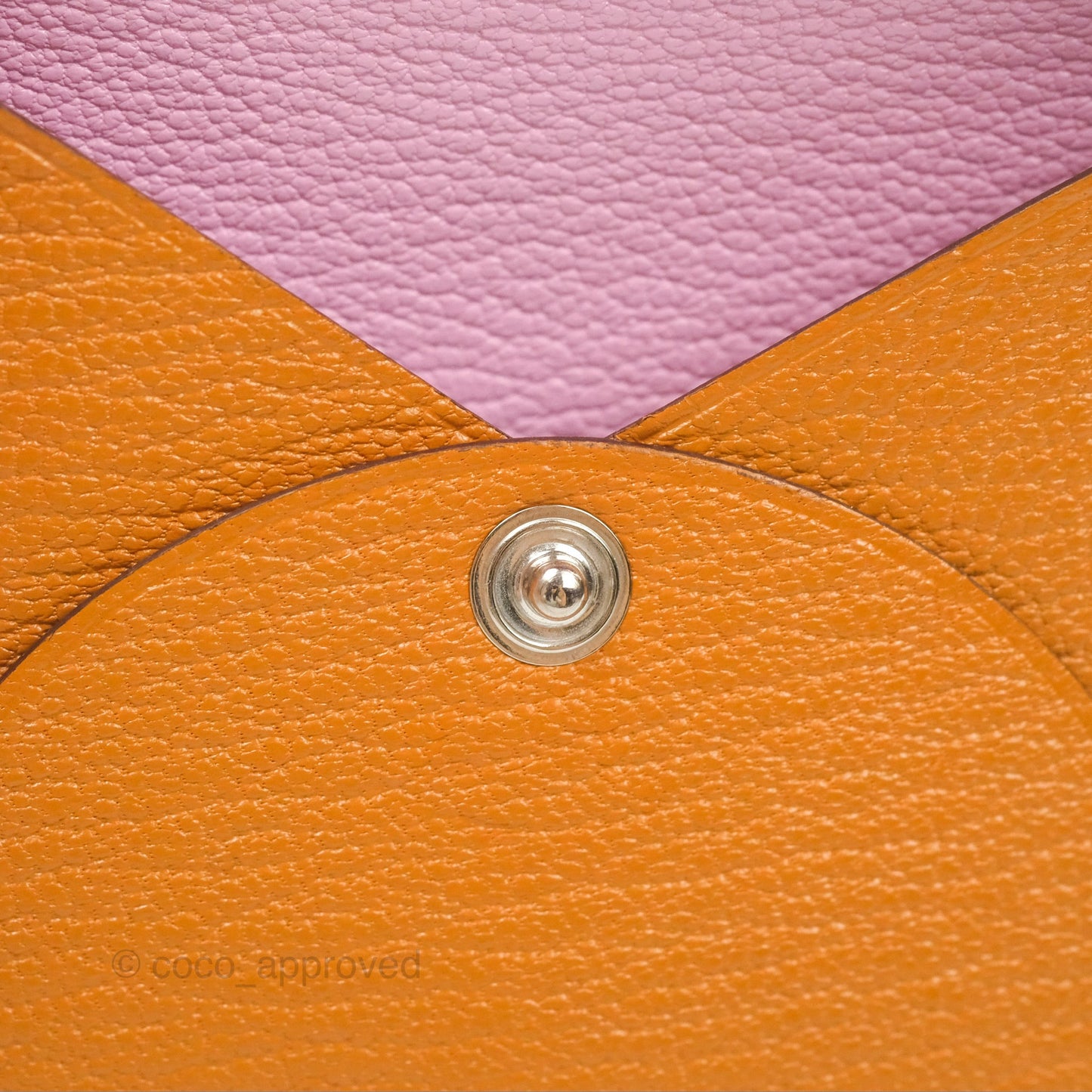 Hermès Bastia Coin Purse Caramel/ Mauve Sylvestre Chevre Mysore