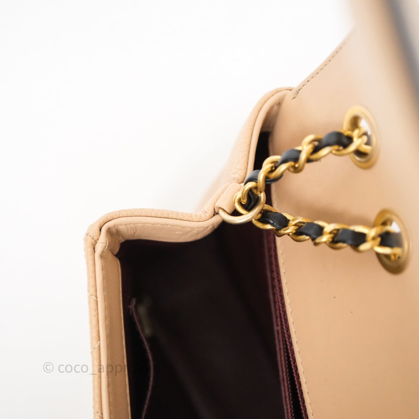 Chanel Small CC Filigree Flap Quilted Beige Black Caviar