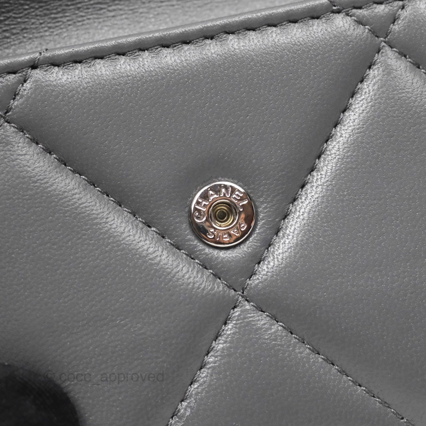 Chanel 19 Grey Short Trifold Wallet Lambskin Silver Hardware
