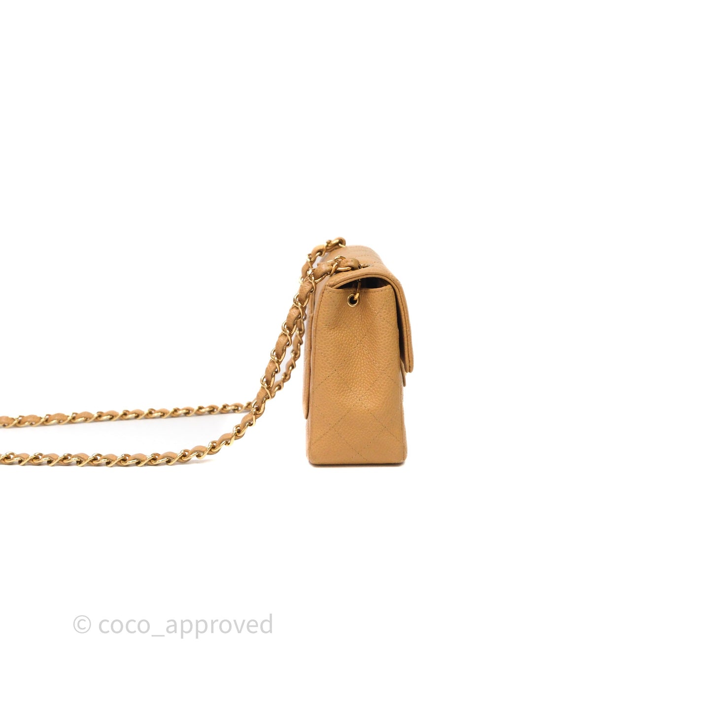 Chanel Vintage Mini Square Beige Caviar Gold Hardware