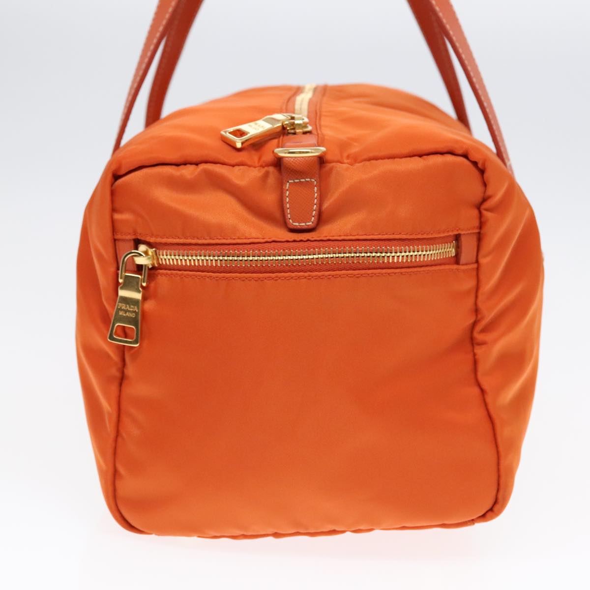 Luxury Prada Boston Bag Nylon 2way Orange Gold  94020