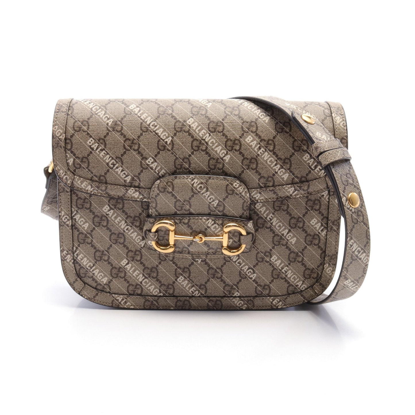 Luxury Gucci Trending 2025 Luxury Gucci Trending 2025 * BALENCIAGA Horsebit 1955 Shoulder bag PVC Beige Dark brown White