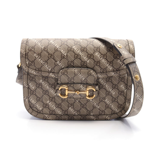 Luxury Gucci Trending 2025 Luxury Gucci Trending 2025 * BALENCIAGA Horsebit 1955 Shoulder bag PVC Beige Dark brown White