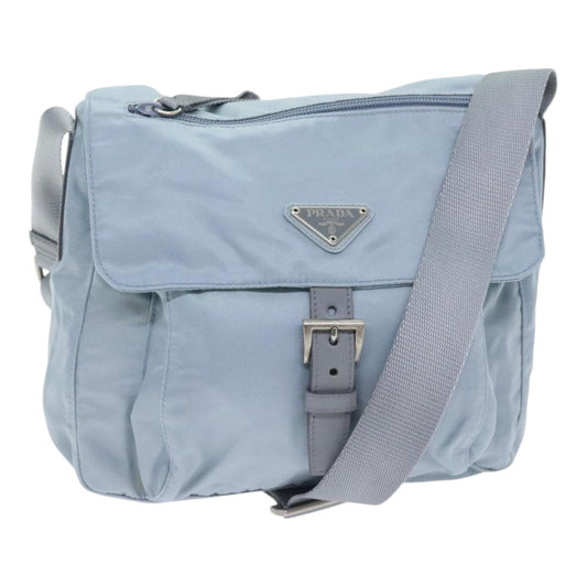 Luxury Prada Shoulder Bag Nylon Light Blue Silver  94021