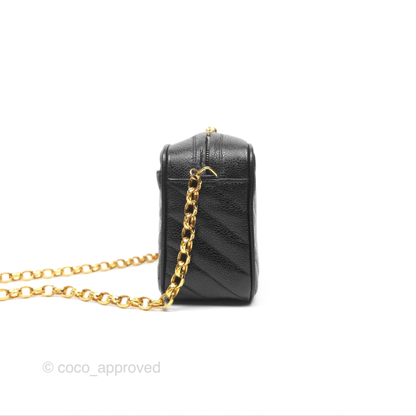 Chanel Vintage Small Camera Bag Black Caviar Gold Hardware