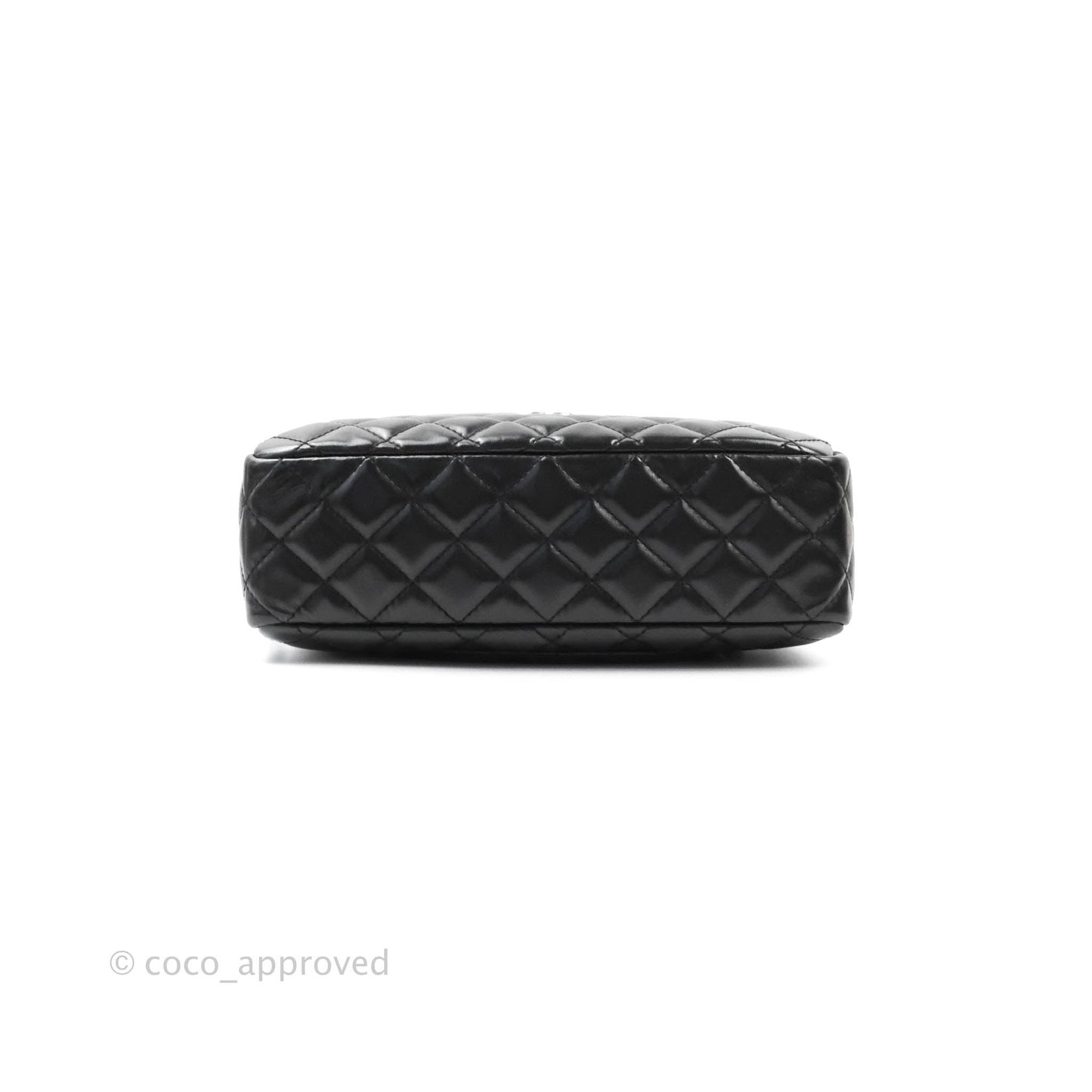 Chanel Quilted Camera Case Bag Black Lambskin Silver Hardware