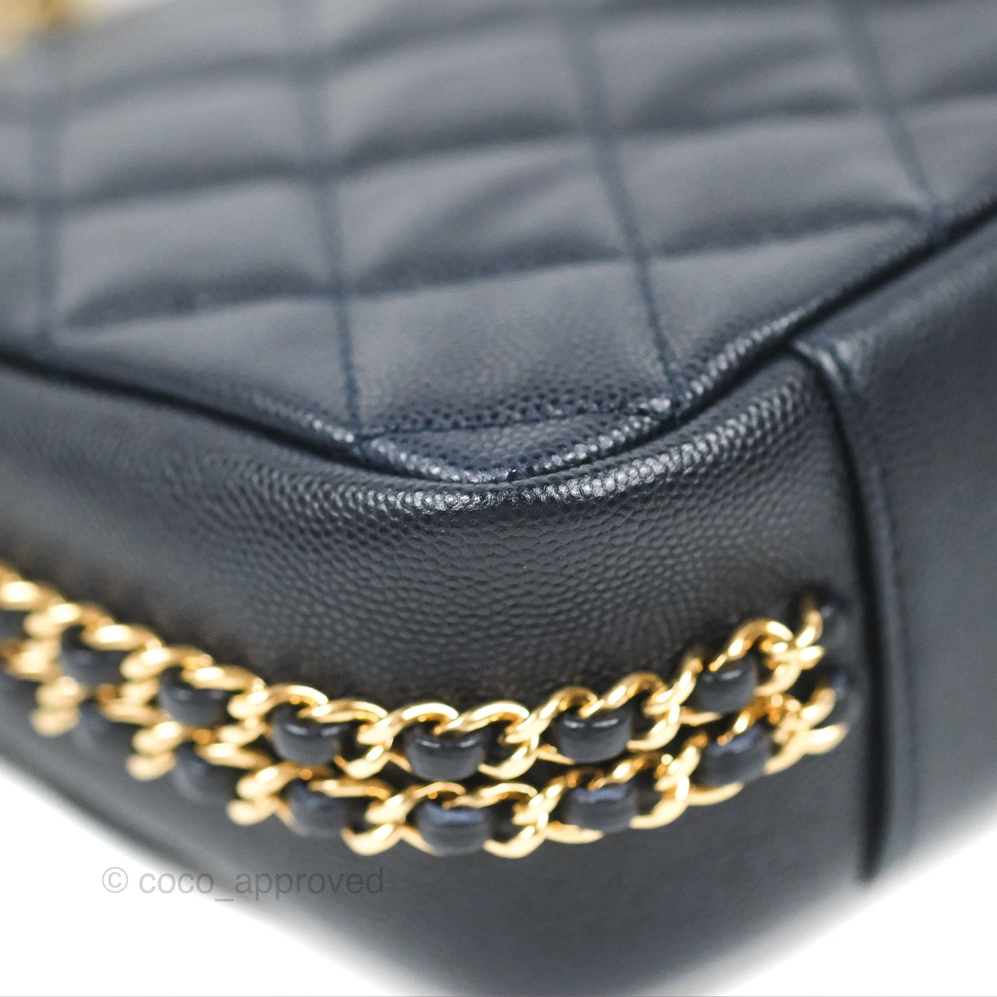 Chanel Quilted CC You Flap Navy Blue Caviar Gold Hardware 23C