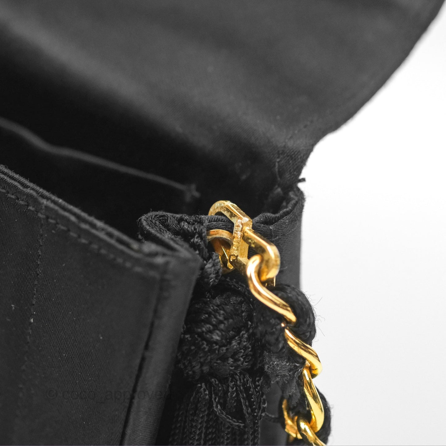 Chanel Vintage Half Moon Tassel Flap Black Satin 24K Gold Hardware