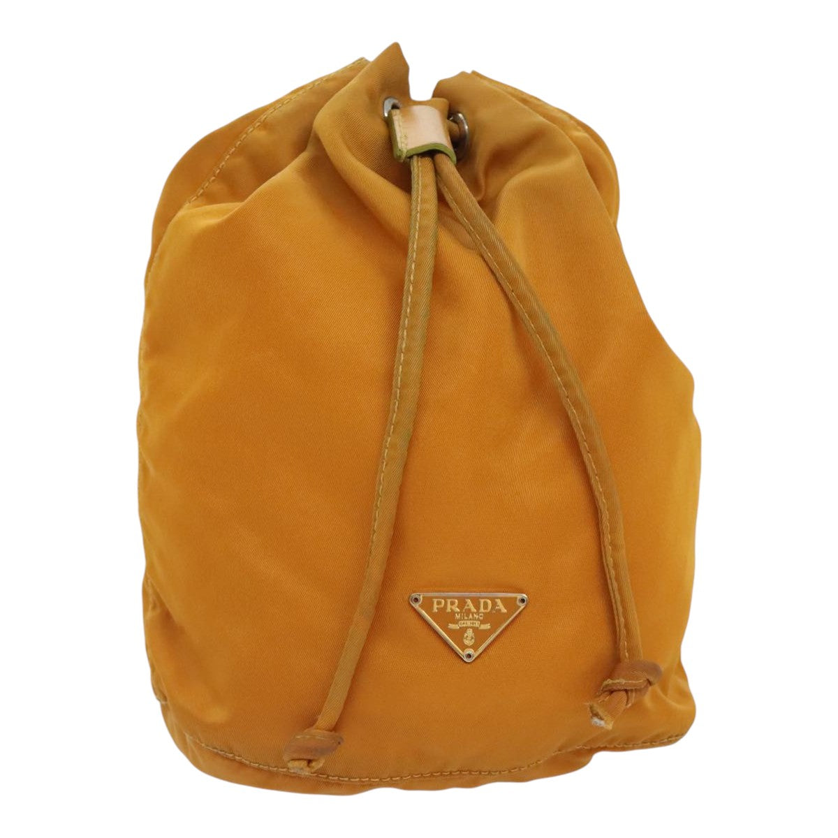 Luxury Prada Drawstring Pouch Nylon Orange Silver  94054