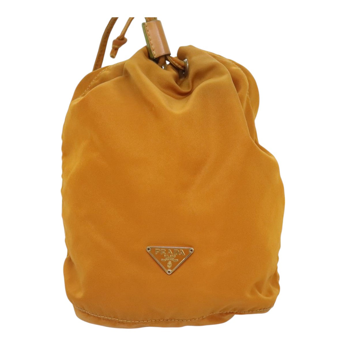 Luxury Prada Drawstring Pouch Nylon Orange Silver  94054