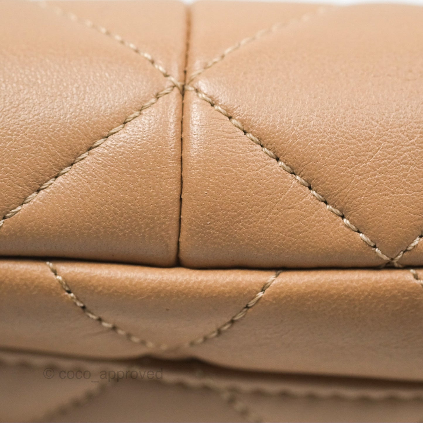 Chanel Small Chunky Chain Flap Bag Lambskin Beige Aged Gold Hardware 22S