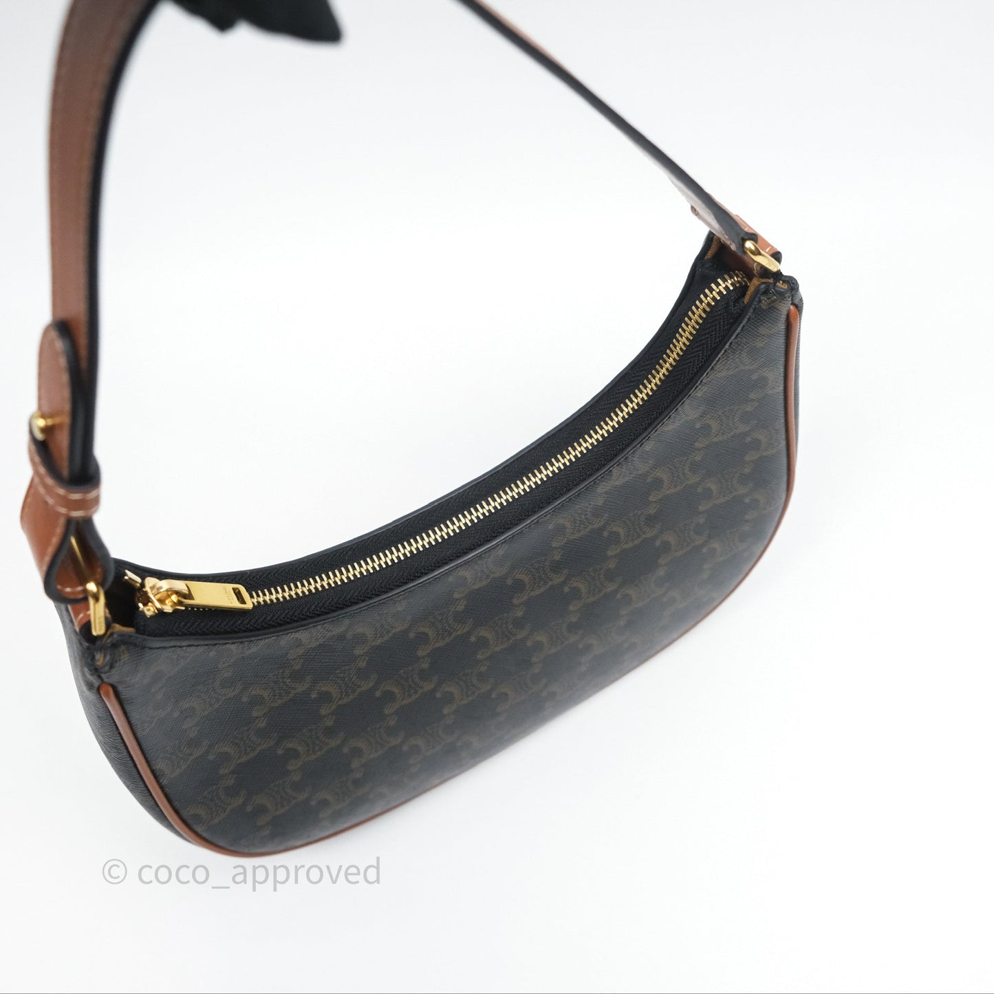 Celine Ava Bag In Triomphe Canvas Calfskin Tan
