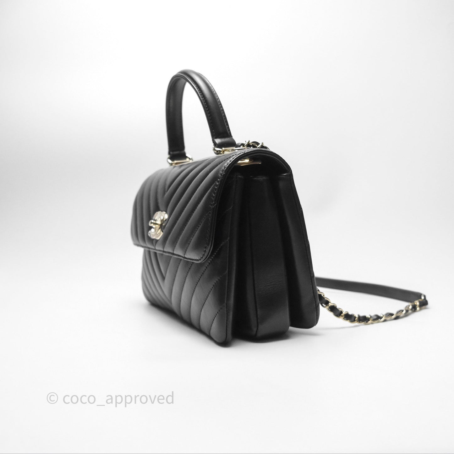 Chanel Small Trendy CC Black Chevron Lambskin Gold Hardware