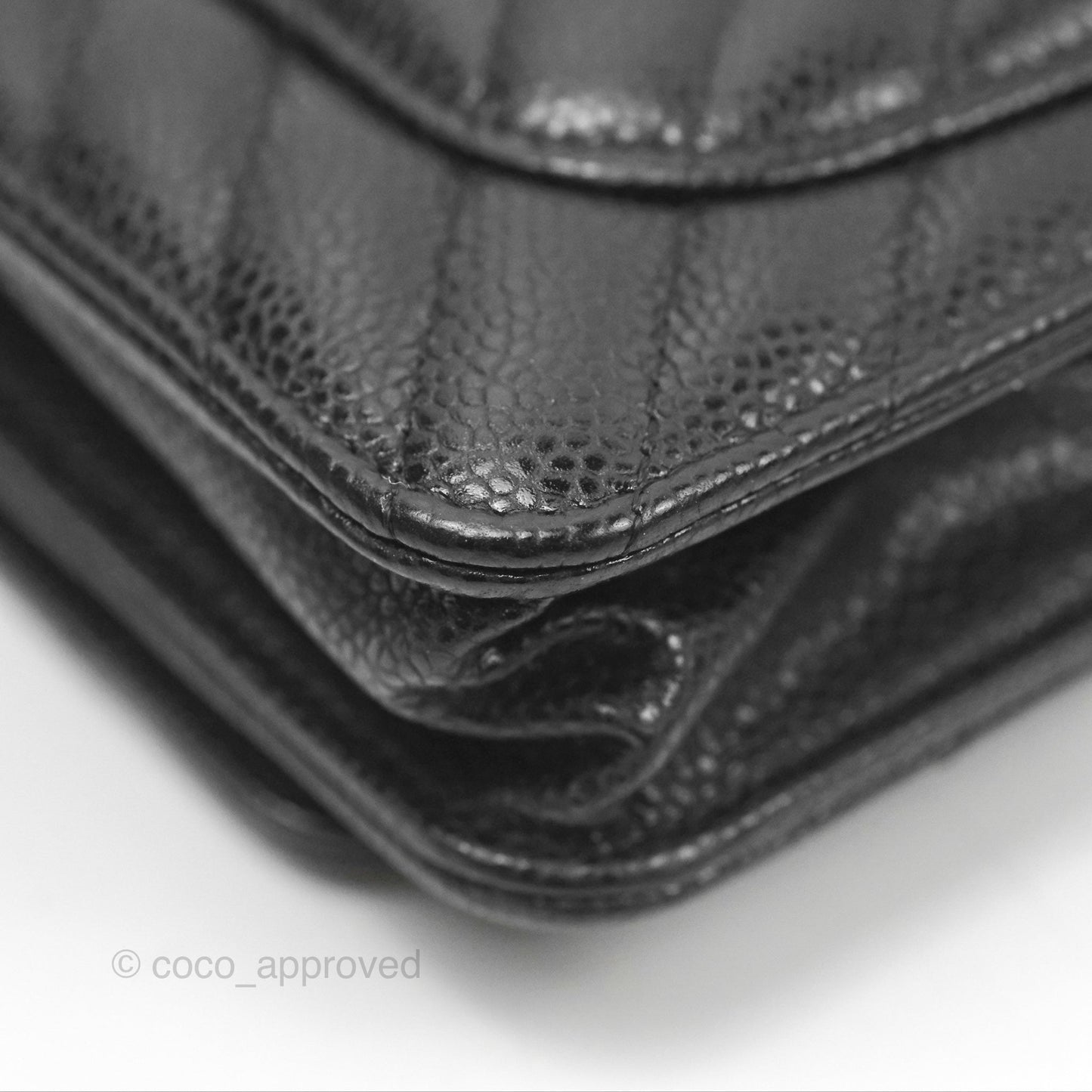 Chanel Classic Chevron Wallet on Chain WOC Black Caviar Silver Hardware
