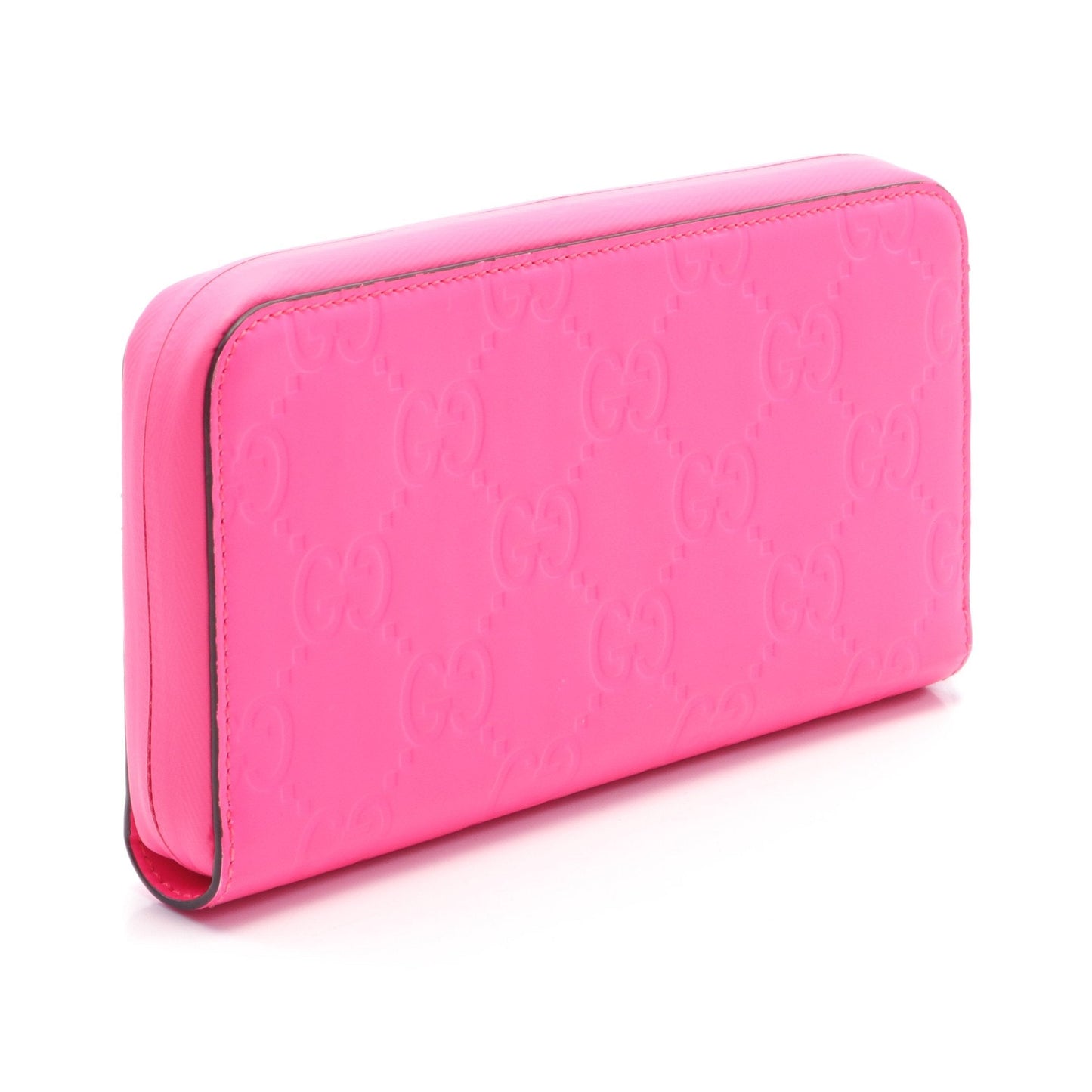 Luxury Gucci Trending 2025 GG Rubber Effect Round zipper long wallet Rubber Pink